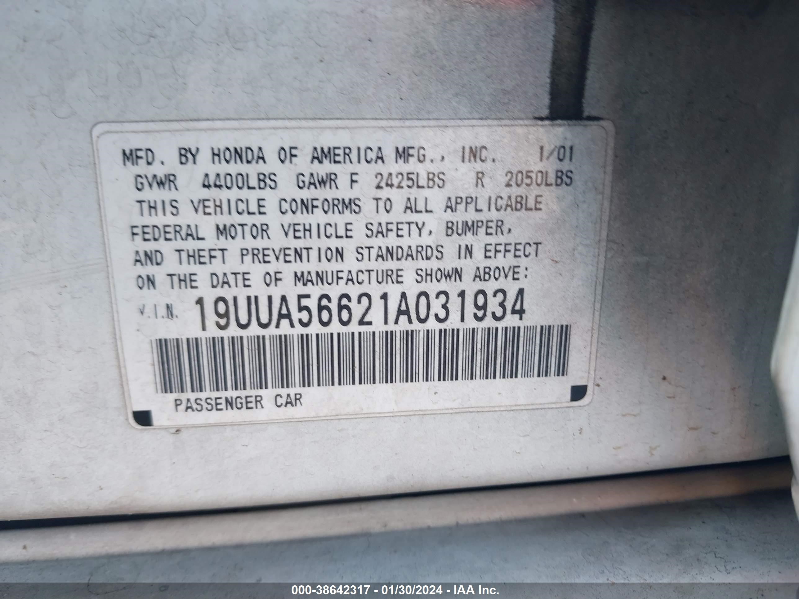 Photo 8 VIN: 19UUA56621A031934 - ACURA TL 