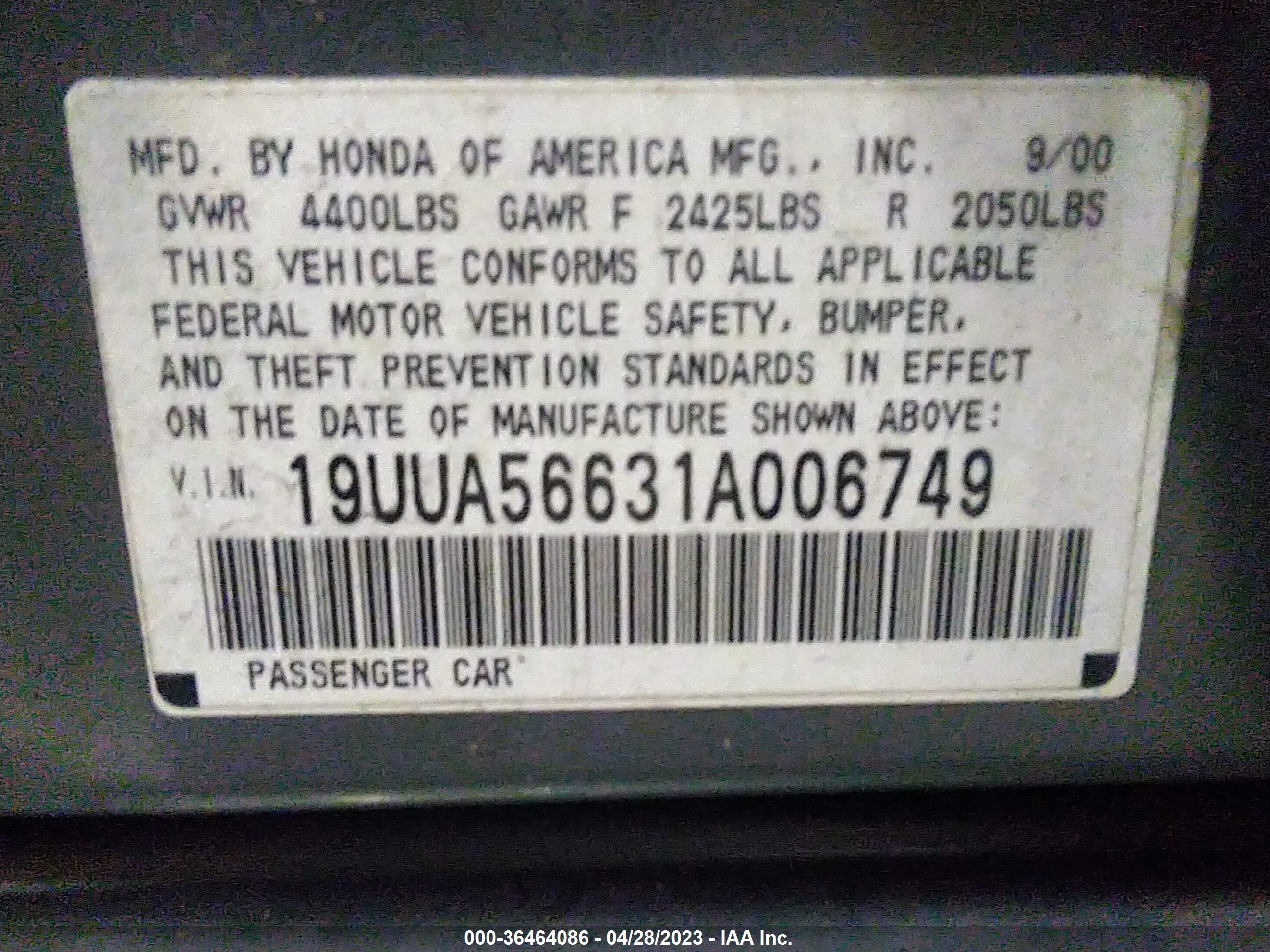 Photo 8 VIN: 19UUA56631A006749 - ACURA TL 