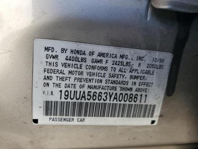 Photo 11 VIN: 19UUA5663YA008611 - ACURA 3.2TL 