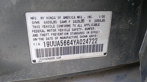 Photo 1 VIN: 19UUA5664YA024722 - HONDA ACURA 