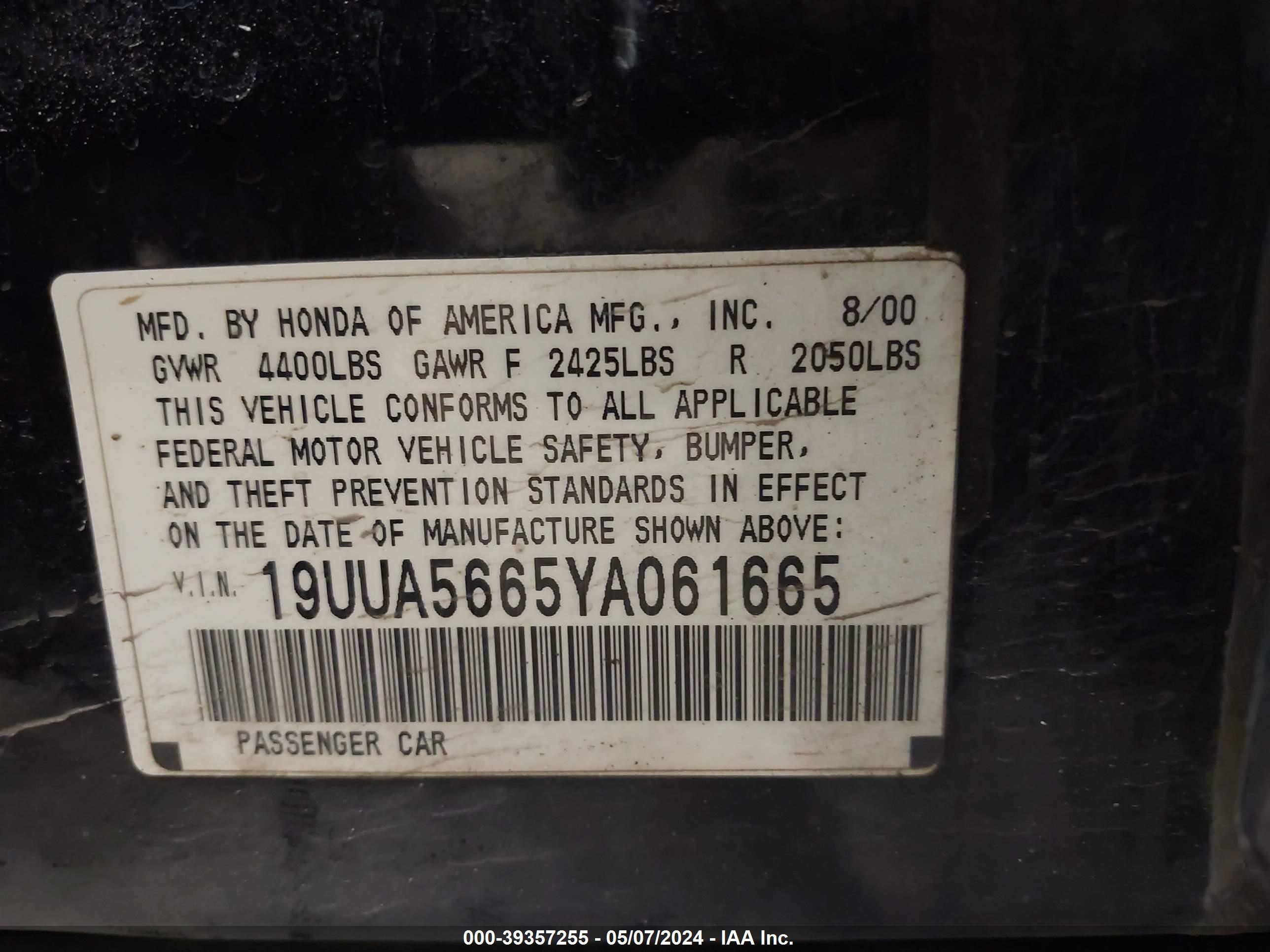 Photo 8 VIN: 19UUA5665YA061665 - ACURA TL 