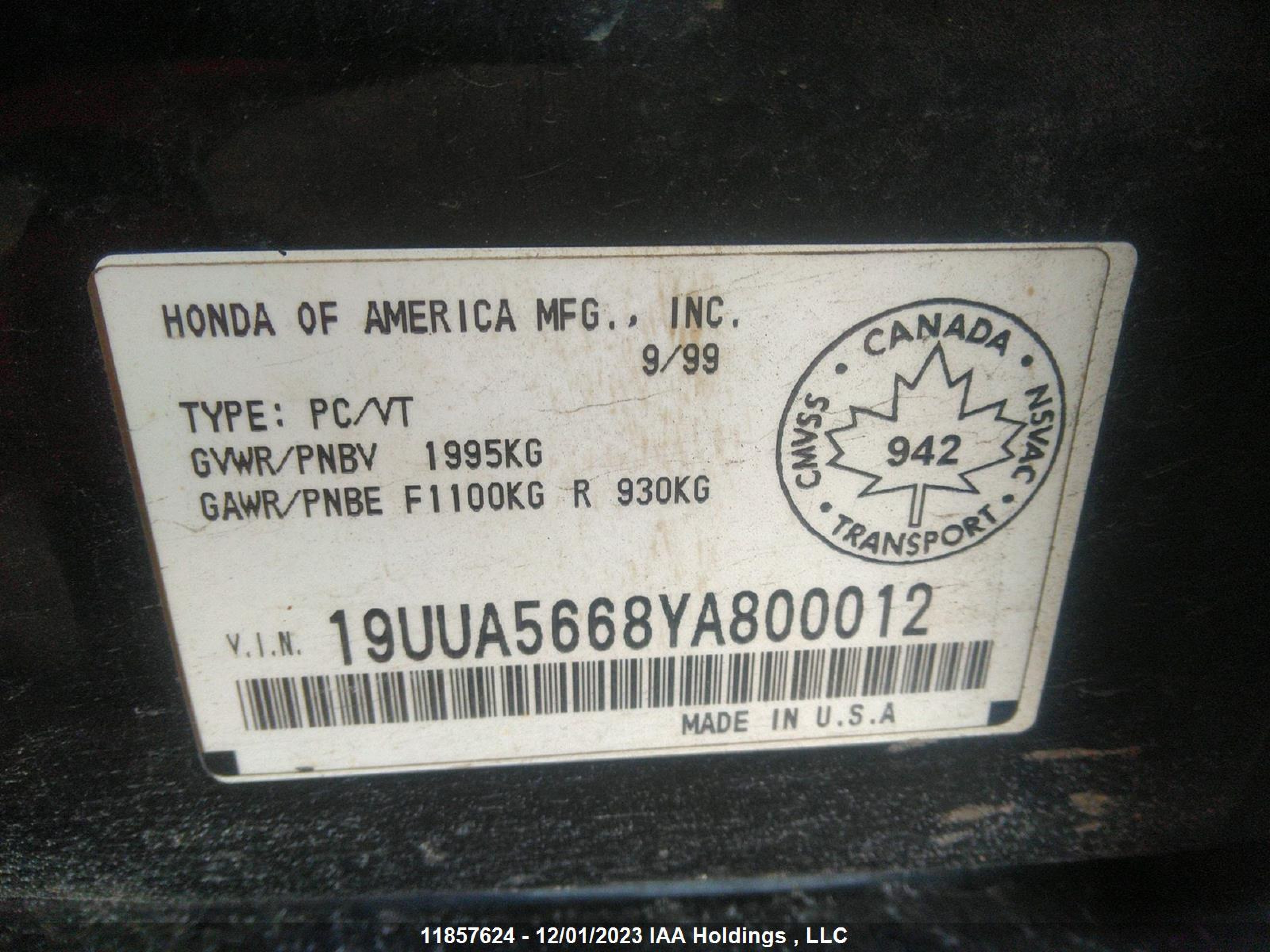 Photo 8 VIN: 19UUA5668YA800012 - ACURA TL 