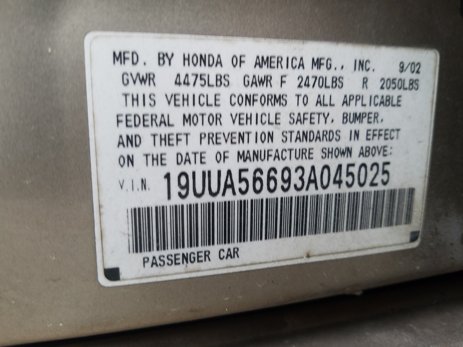 Photo 9 VIN: 19UUA56693A045025 - ACURA 3.2TL 