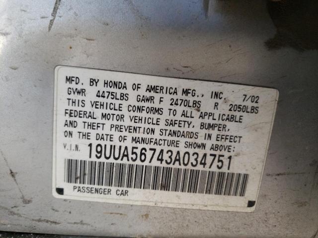 Photo 9 VIN: 19UUA56743A034751 - ACURA 3.2TL 