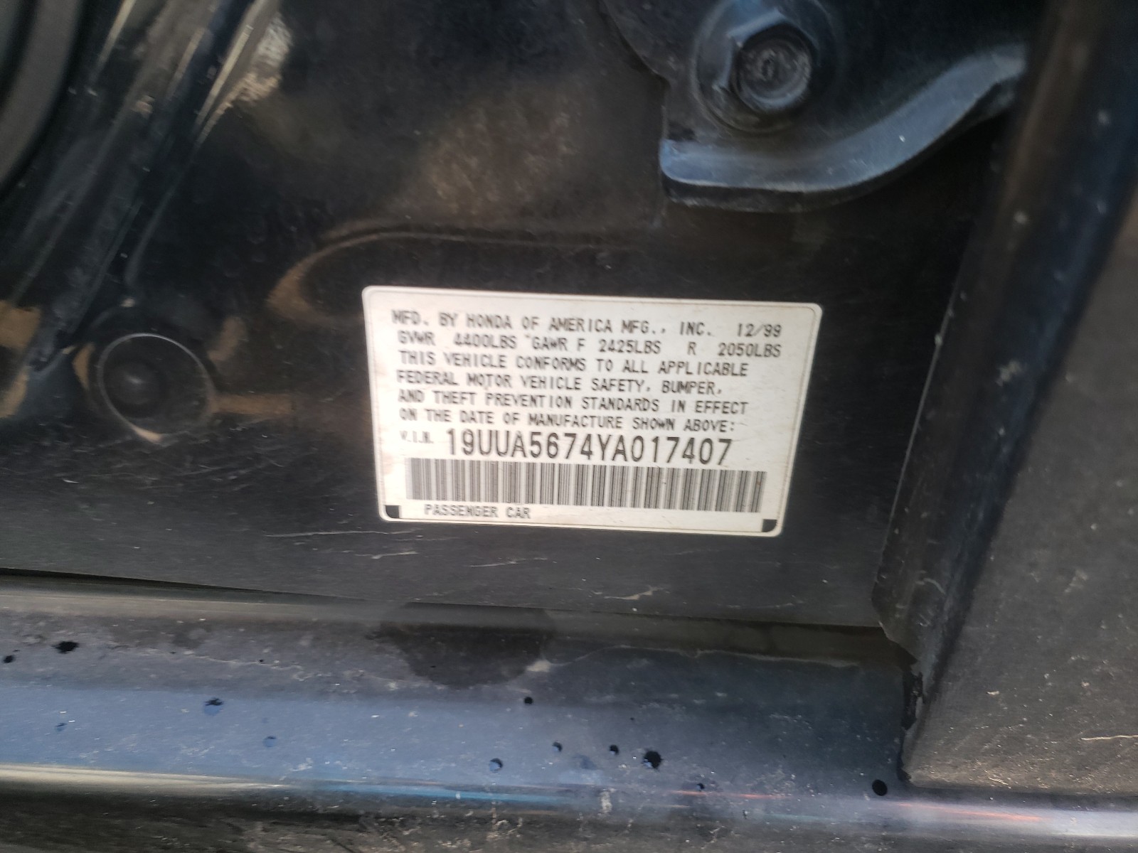 Photo 9 VIN: 19UUA5674YA017407 - ACURA 3.2TL 