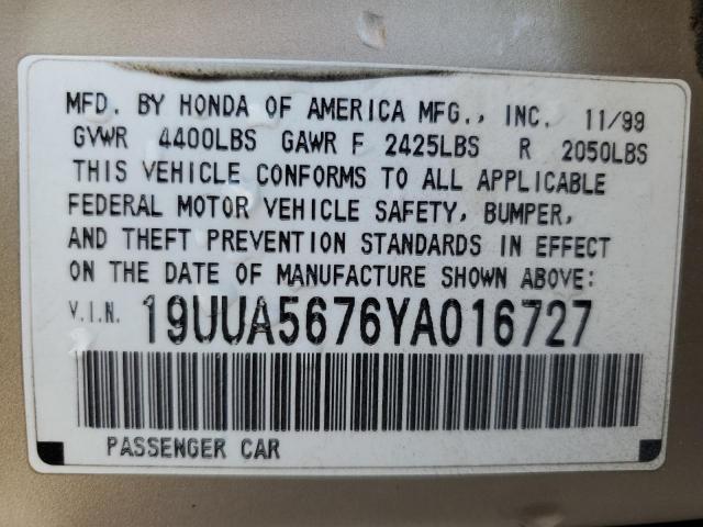 Photo 12 VIN: 19UUA5676YA016727 - ACURA TL 