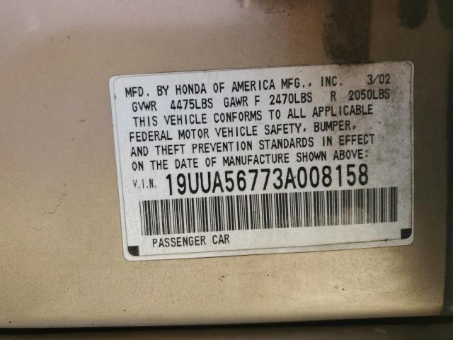 Photo 11 VIN: 19UUA56773A008158 - ACURA 3.2TL 