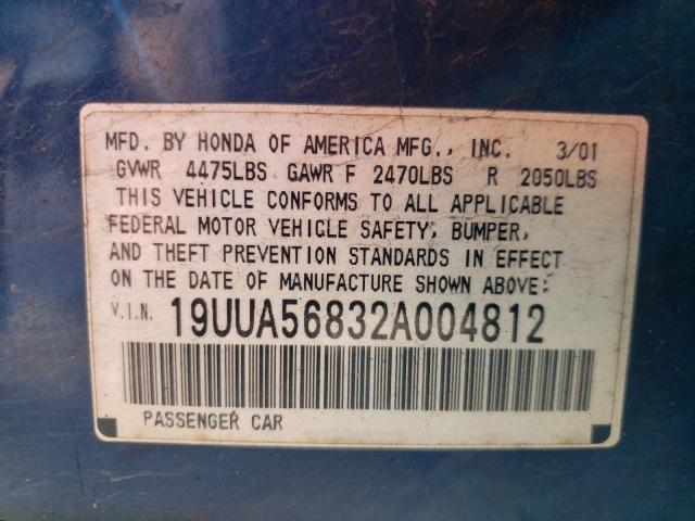 Photo 9 VIN: 19UUA56832A004812 - ACURA 3.2TL TYPE 