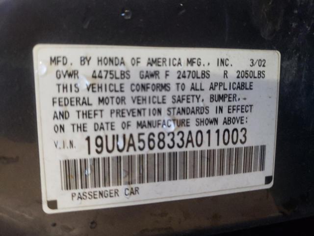 Photo 11 VIN: 19UUA56833A011003 - ACURA 3.2TL TYPE 