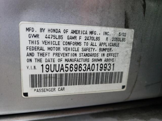 Photo 9 VIN: 19UUA56963A019931 - ACURA 3.2TL 