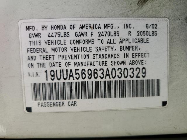 Photo 11 VIN: 19UUA56963A030329 - ACURA 3.2TL TYPE 