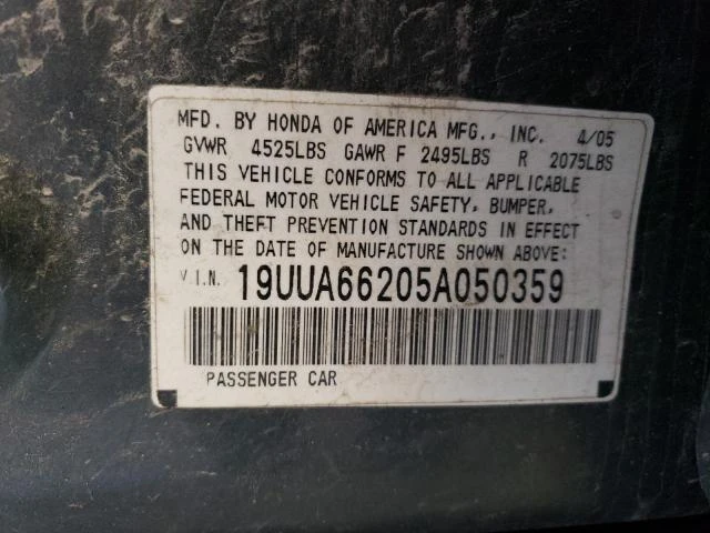 Photo 12 VIN: 19UUA66205A050359 - ACURA TL 