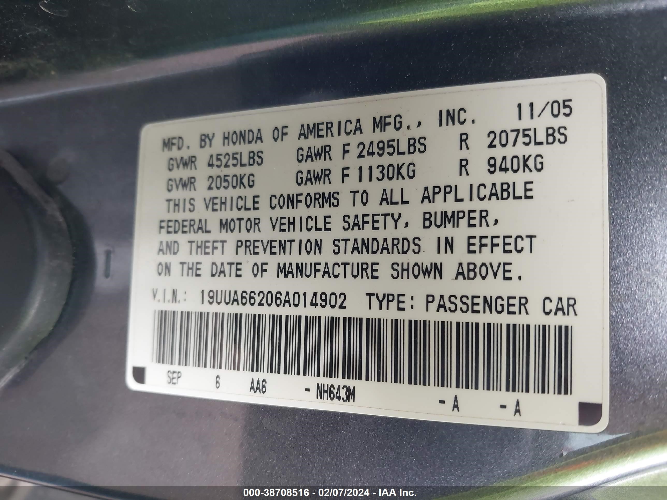 Photo 8 VIN: 19UUA66206A014902 - ACURA TL 