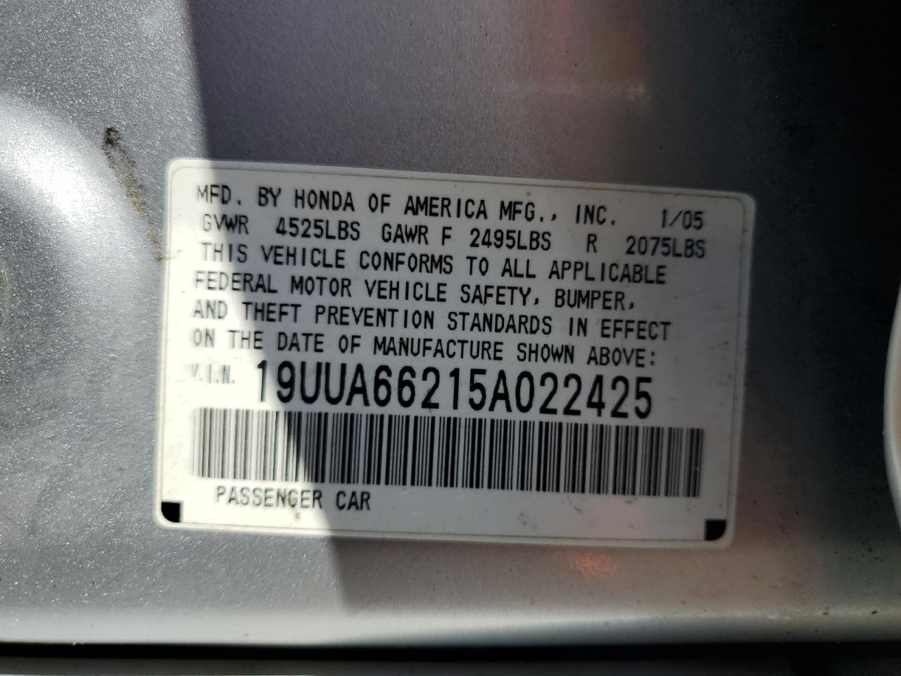 Photo 11 VIN: 19UUA66215A022425 - ACURA TL 