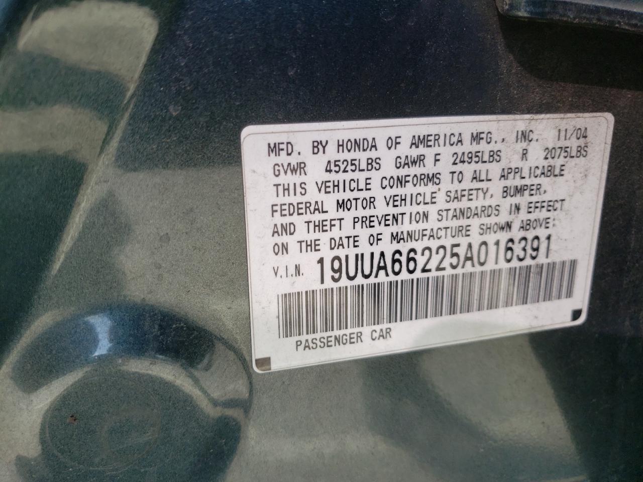 Photo 11 VIN: 19UUA66225A016391 - ACURA TL 