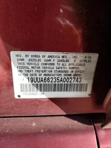 Photo 12 VIN: 19UUA66235A002743 - ACURA TL 