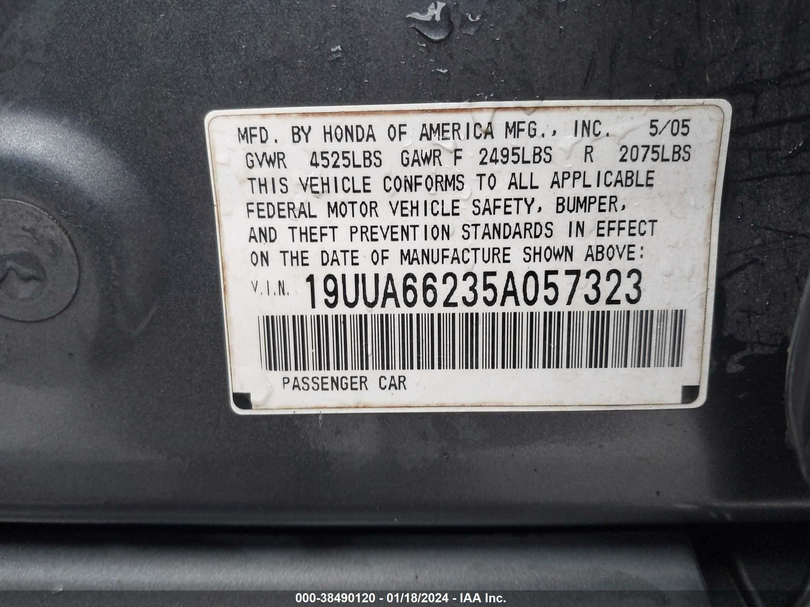 Photo 8 VIN: 19UUA66235A057323 - ACURA TL 