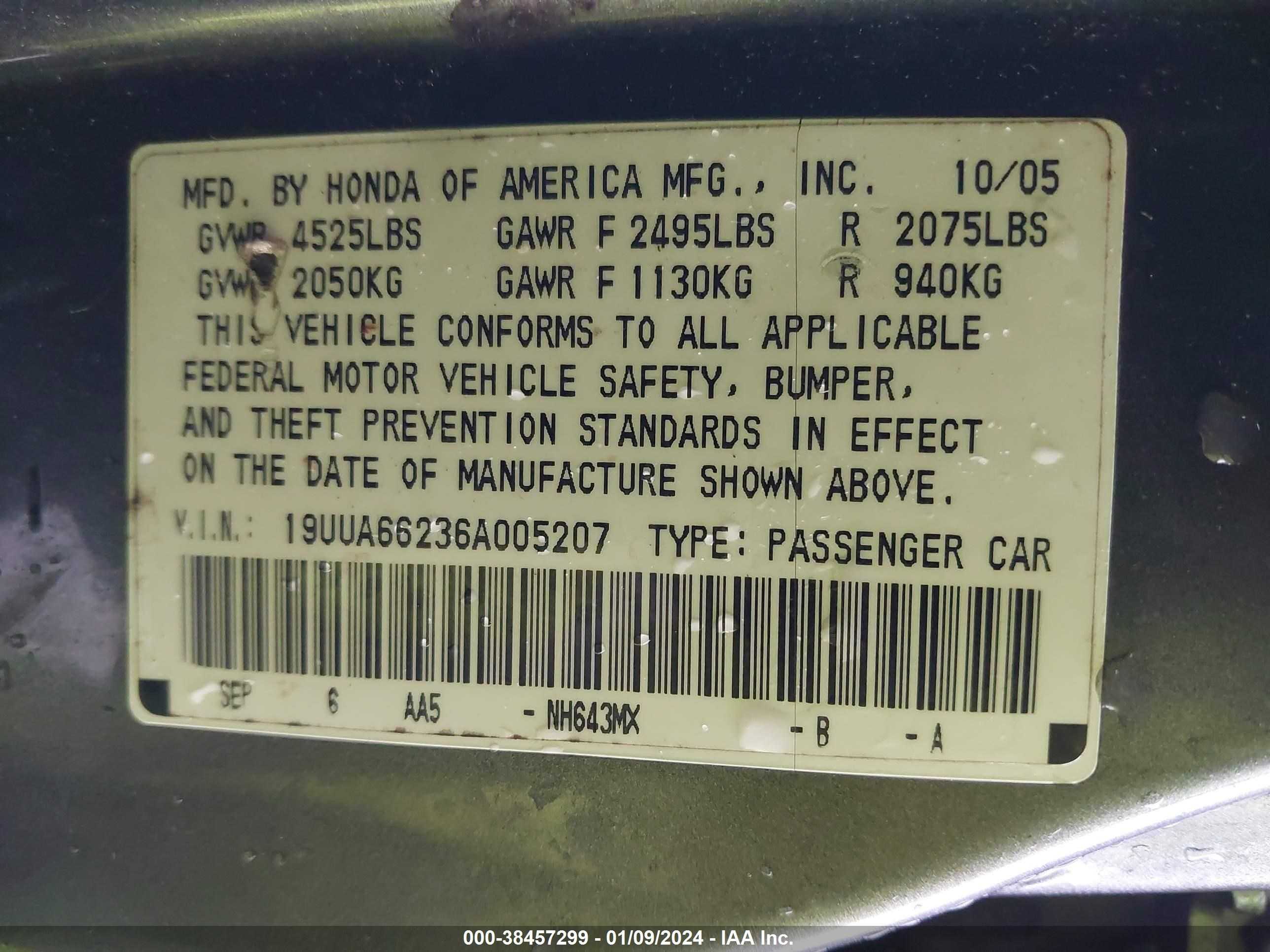 Photo 8 VIN: 19UUA66236A005207 - ACURA TL 