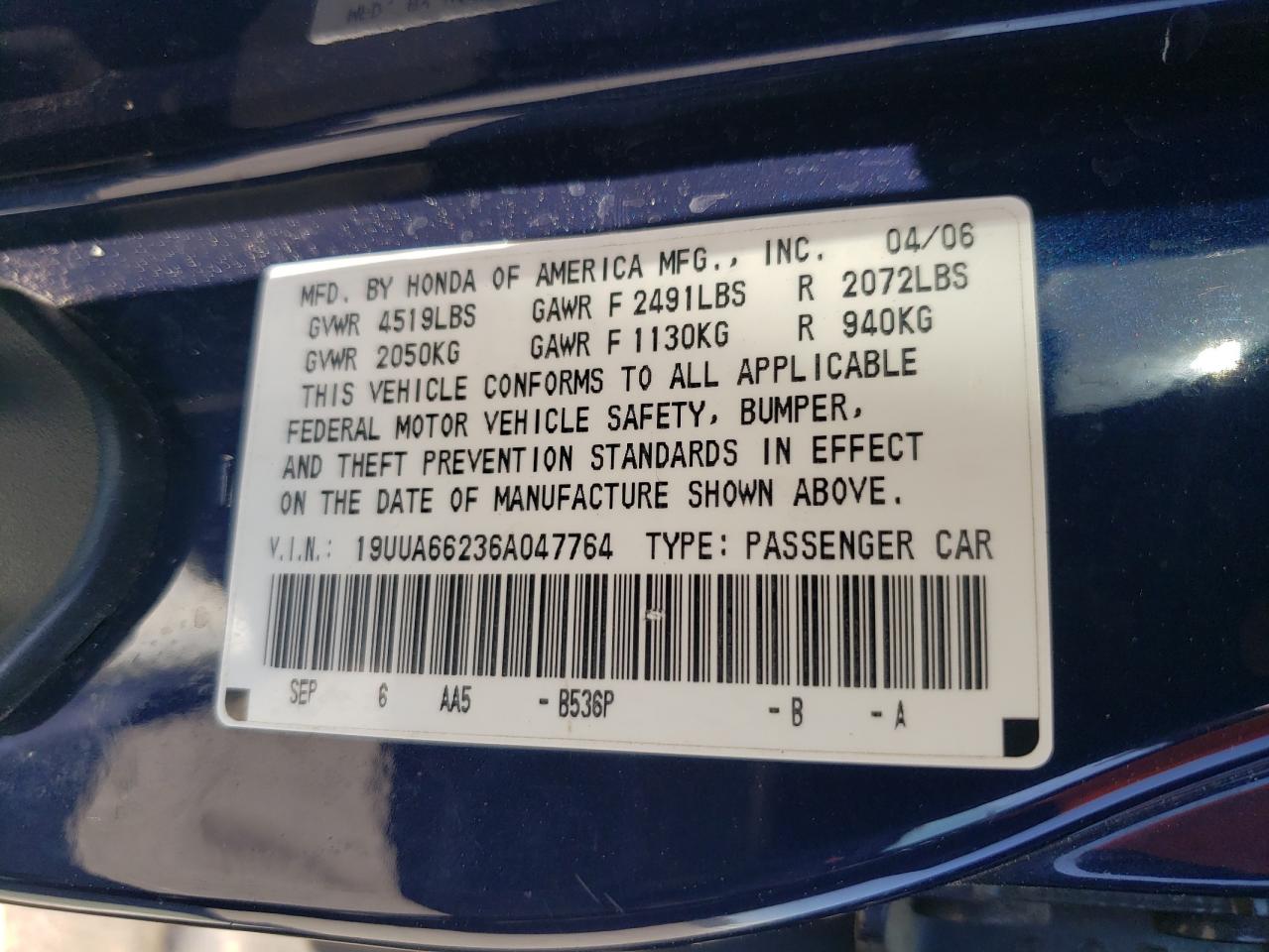 Photo 11 VIN: 19UUA66236A047764 - ACURA TL 