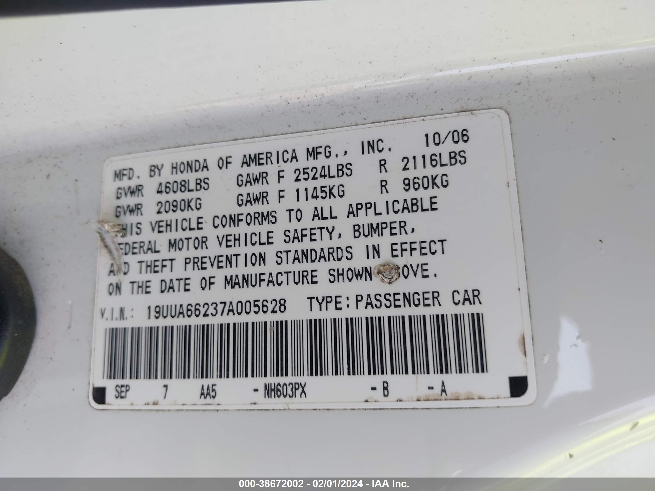 Photo 8 VIN: 19UUA66237A005628 - ACURA TL 