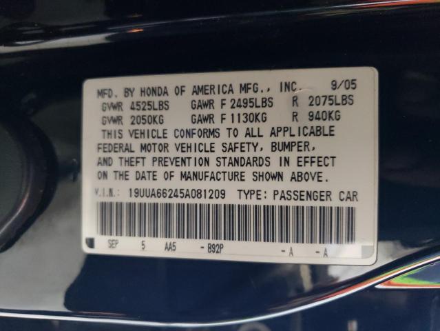 Photo 11 VIN: 19UUA66245A081209 - ACURA TL 