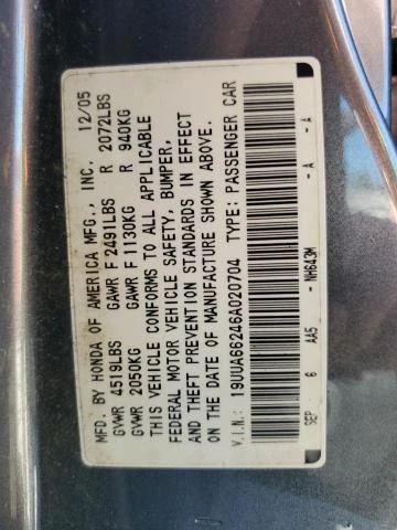 Photo 11 VIN: 19UUA66246A020704 - ACURA 3.2TL 