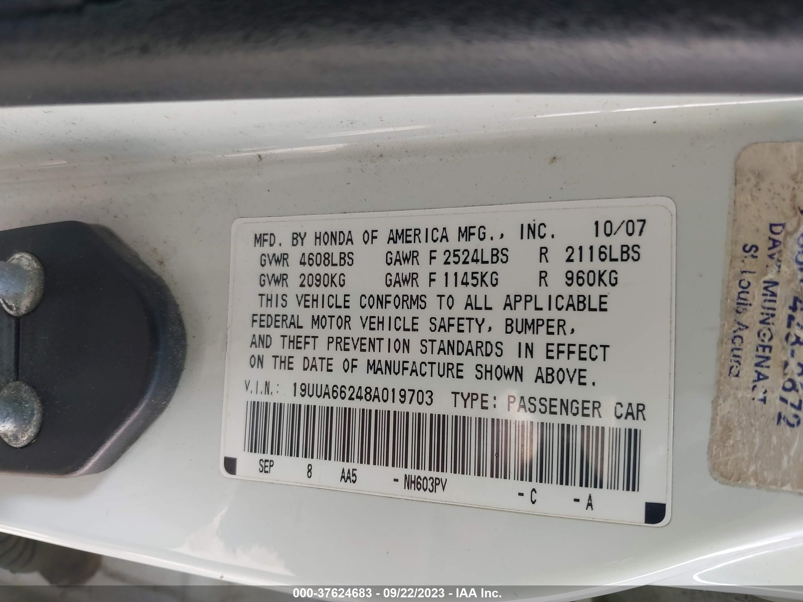 Photo 8 VIN: 19UUA66248A019703 - ACURA TL 