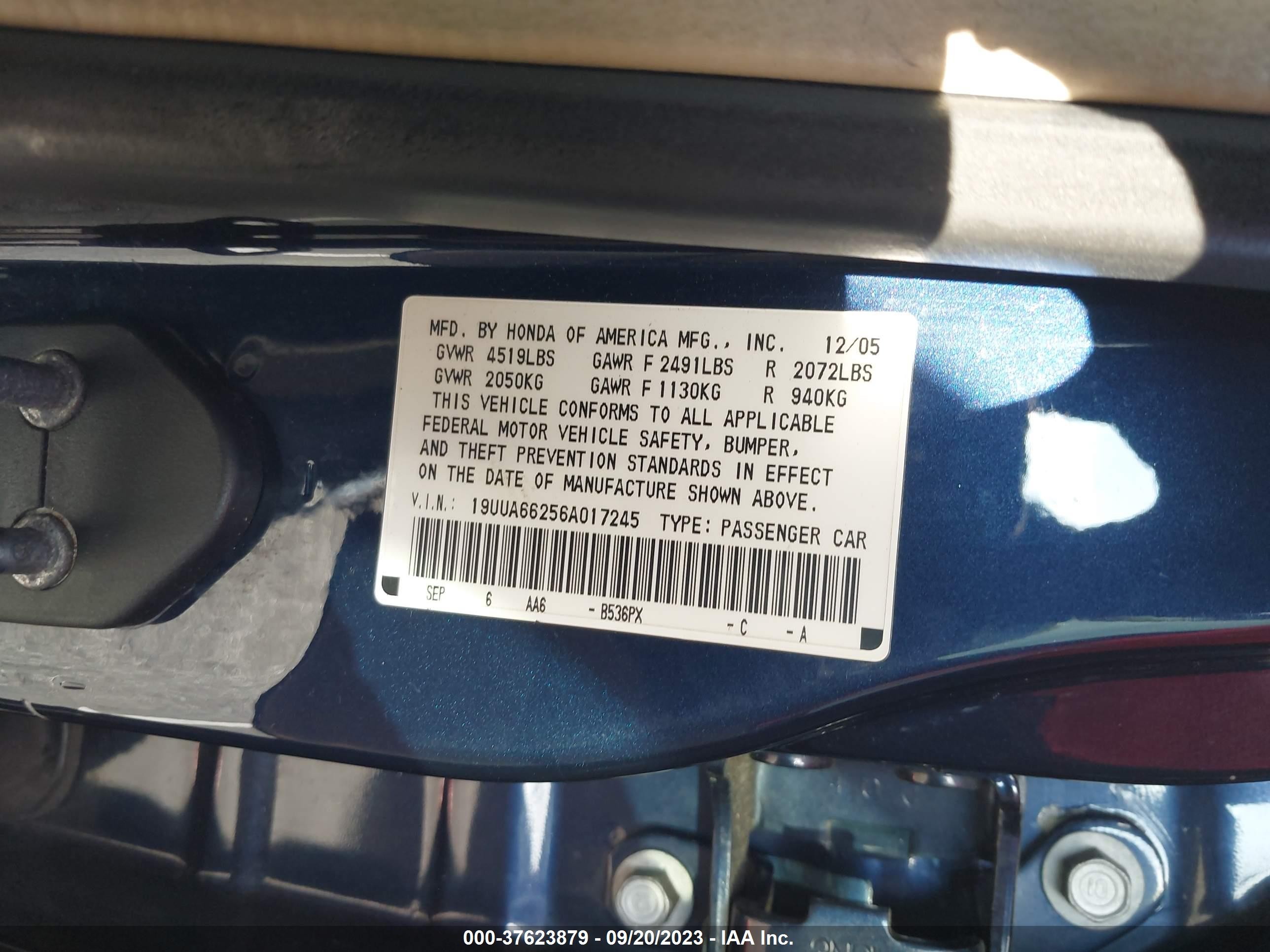 Photo 8 VIN: 19UUA66256A017245 - ACURA TL 