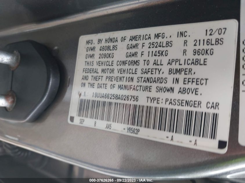 Photo 8 VIN: 19UUA66258A026756 - ACURA TL 