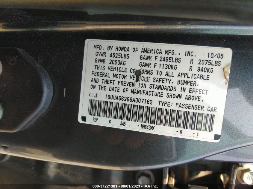 Photo 8 VIN: 19UUA66266A007162 - ACURA TL 