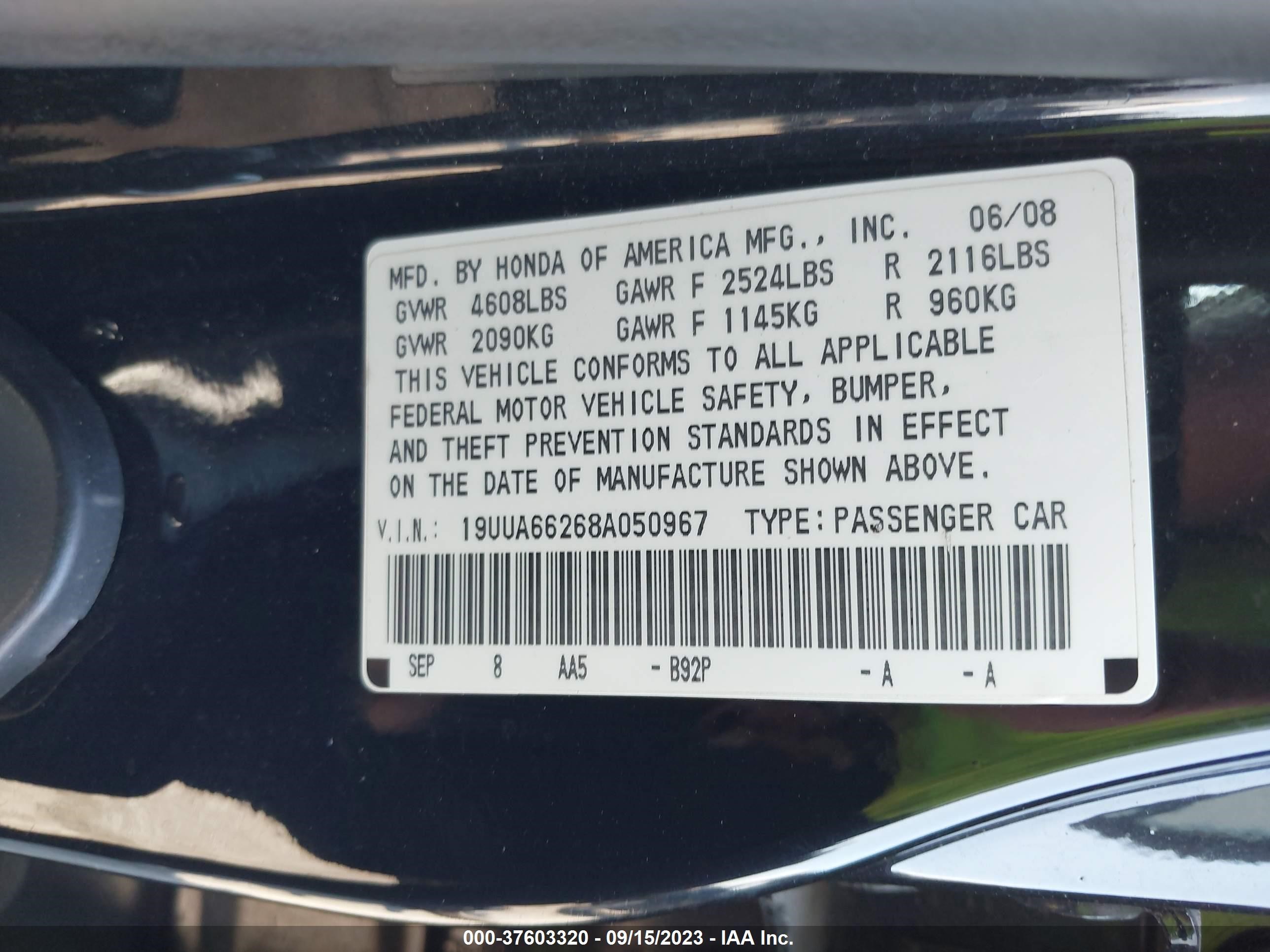 Photo 8 VIN: 19UUA66268A050967 - ACURA TL 