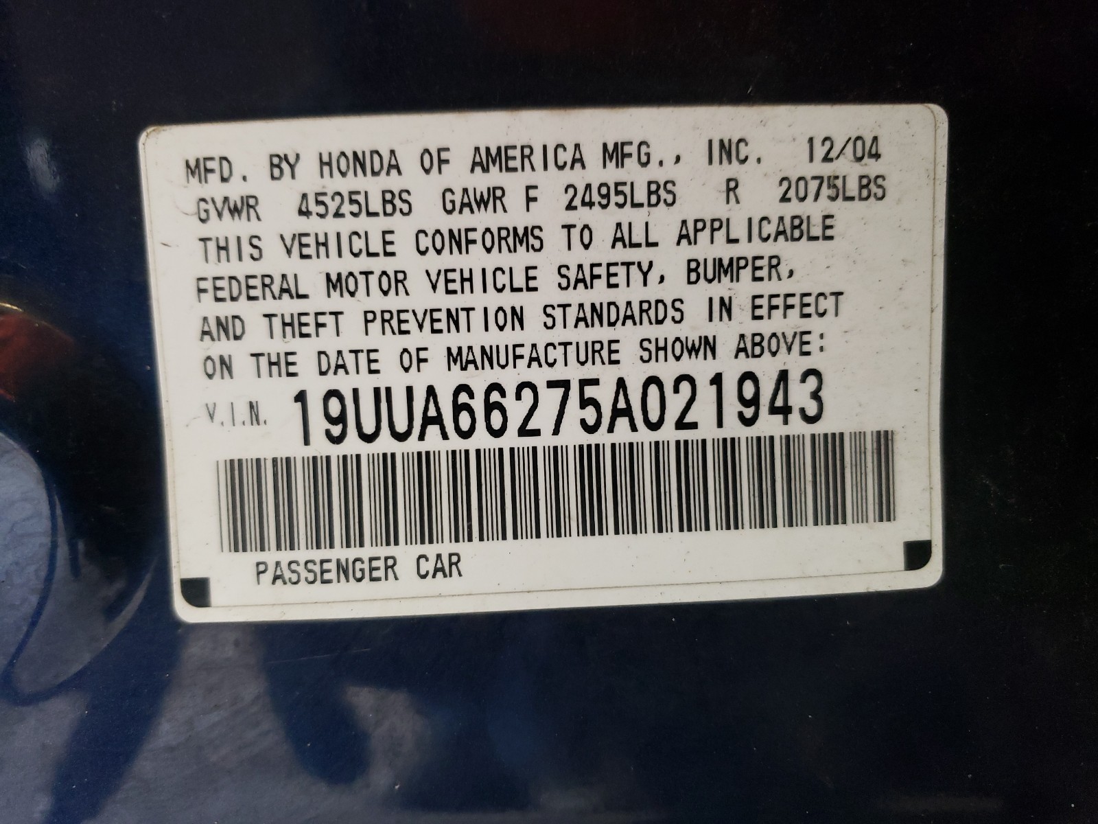 Photo 9 VIN: 19UUA66275A021943 - ACURA TL 