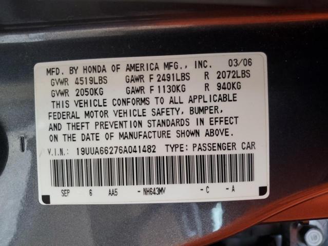 Photo 11 VIN: 19UUA66276A041482 - ACURA TL 