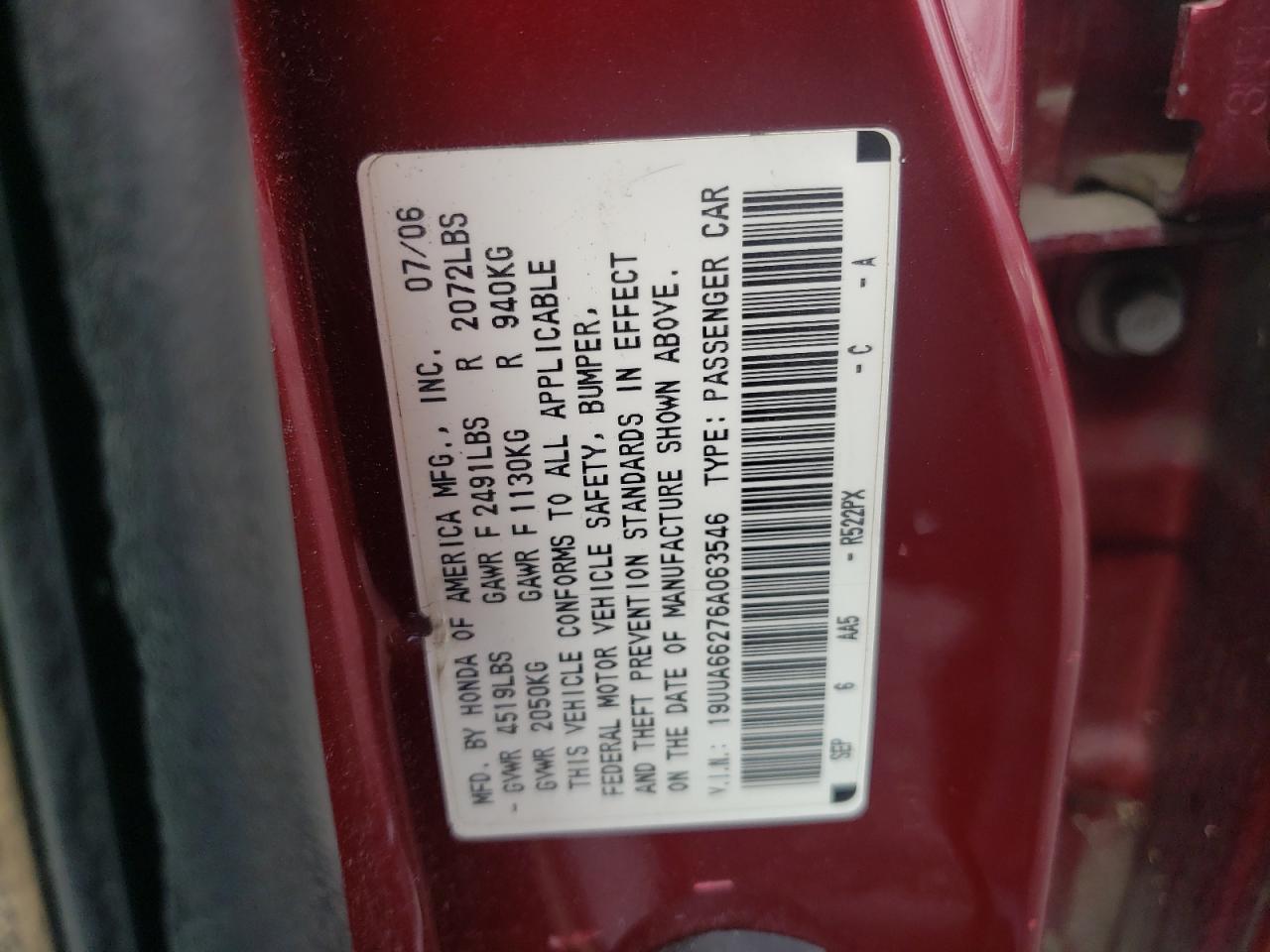 Photo 11 VIN: 19UUA66276A063546 - ACURA TL 