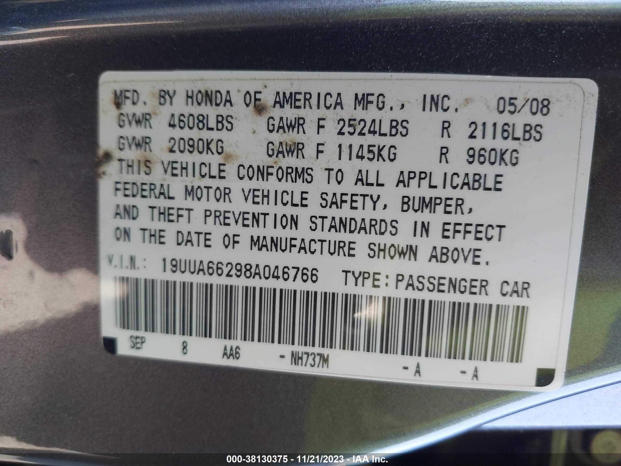 Photo 8 VIN: 19UUA66298A046766 - ACURA TL 