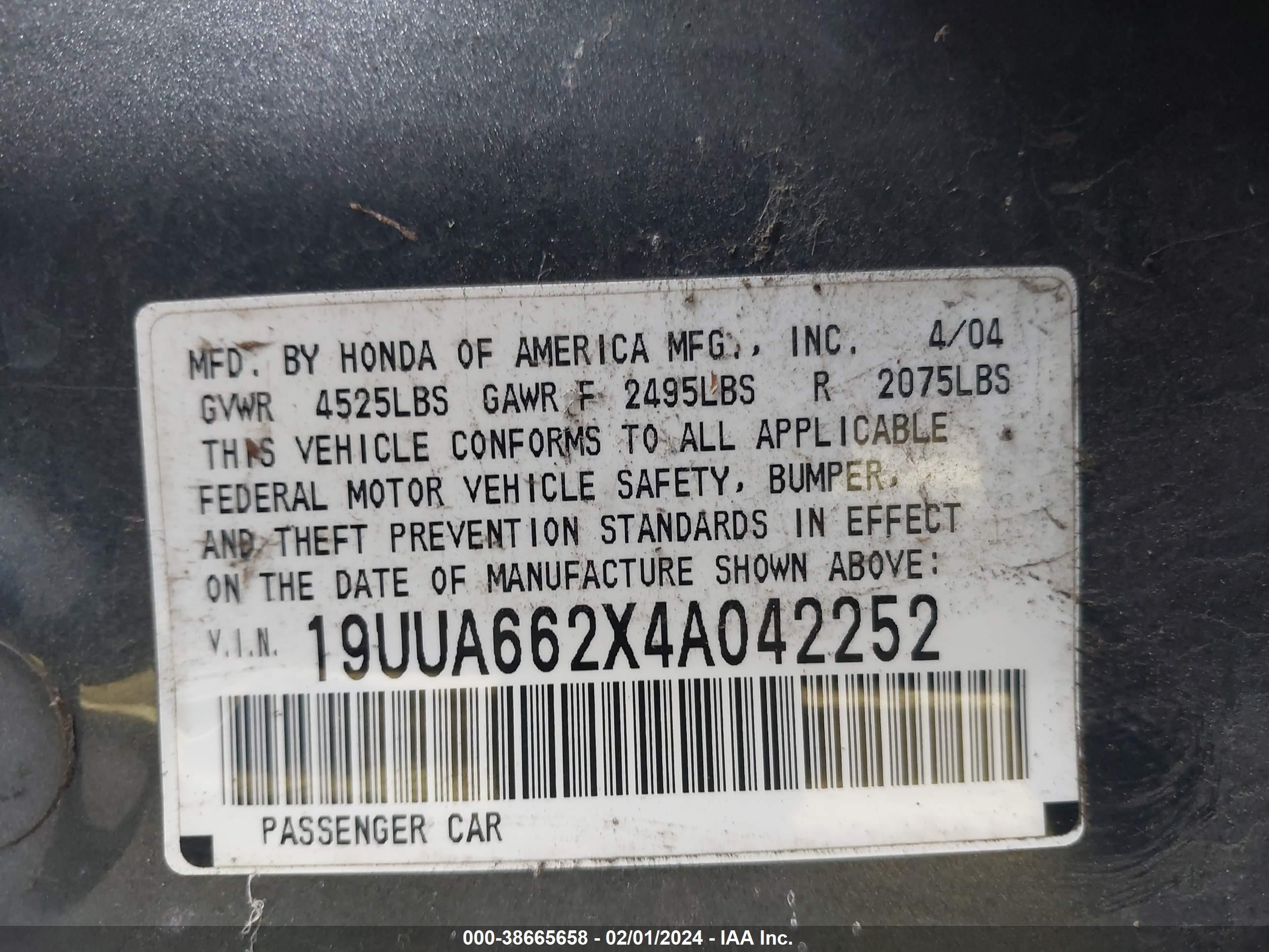 Photo 8 VIN: 19UUA662X4A042252 - ACURA TL 