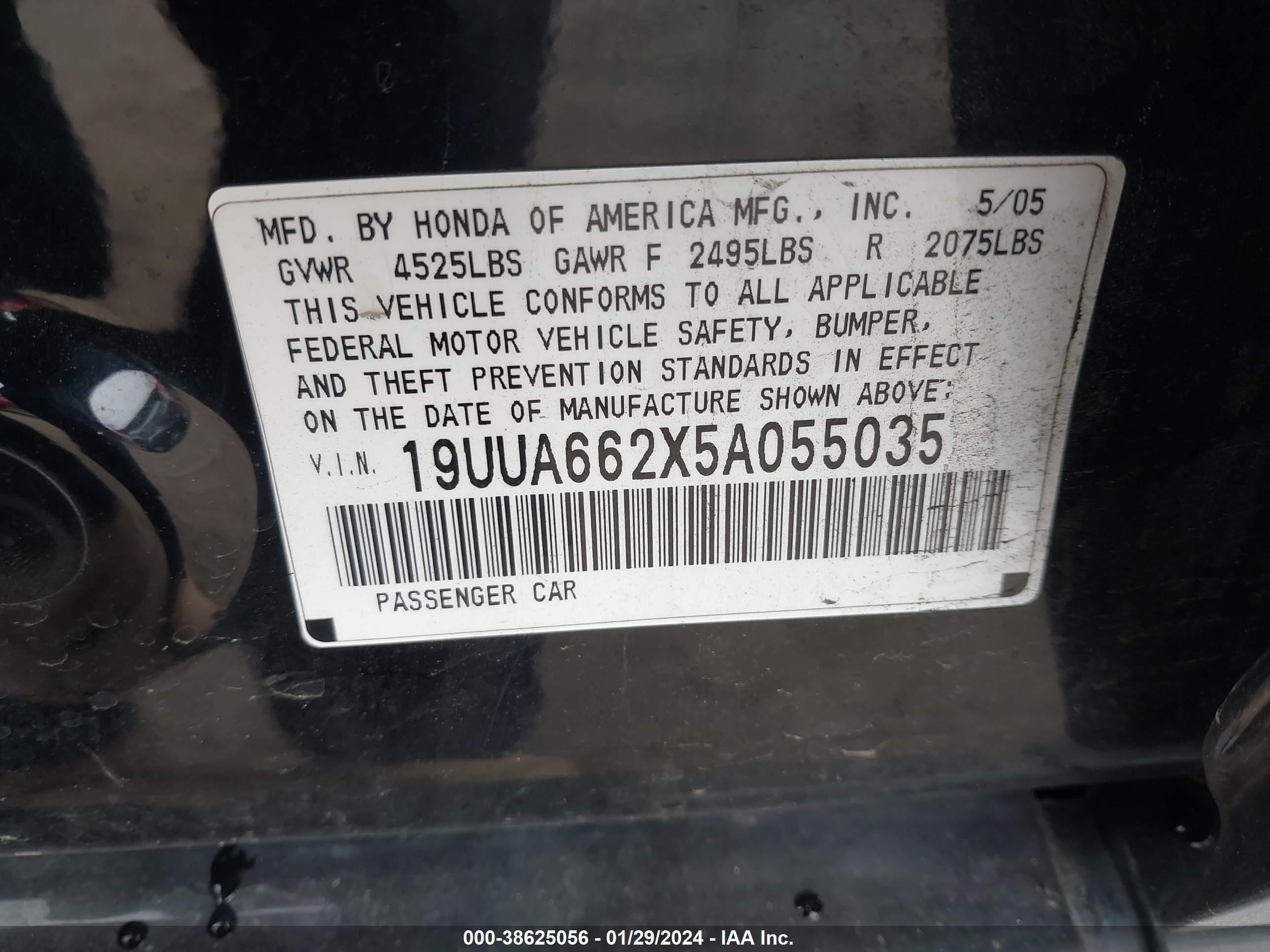 Photo 8 VIN: 19UUA662X5A055035 - ACURA TL 