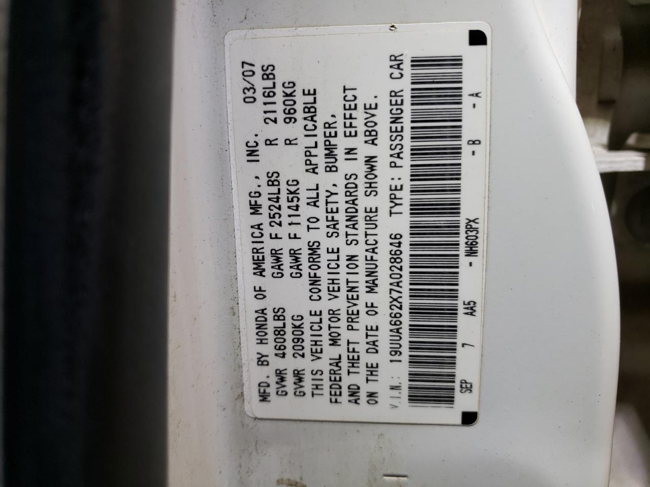 Photo 11 VIN: 19UUA662X7A028646 - ACURA TL 