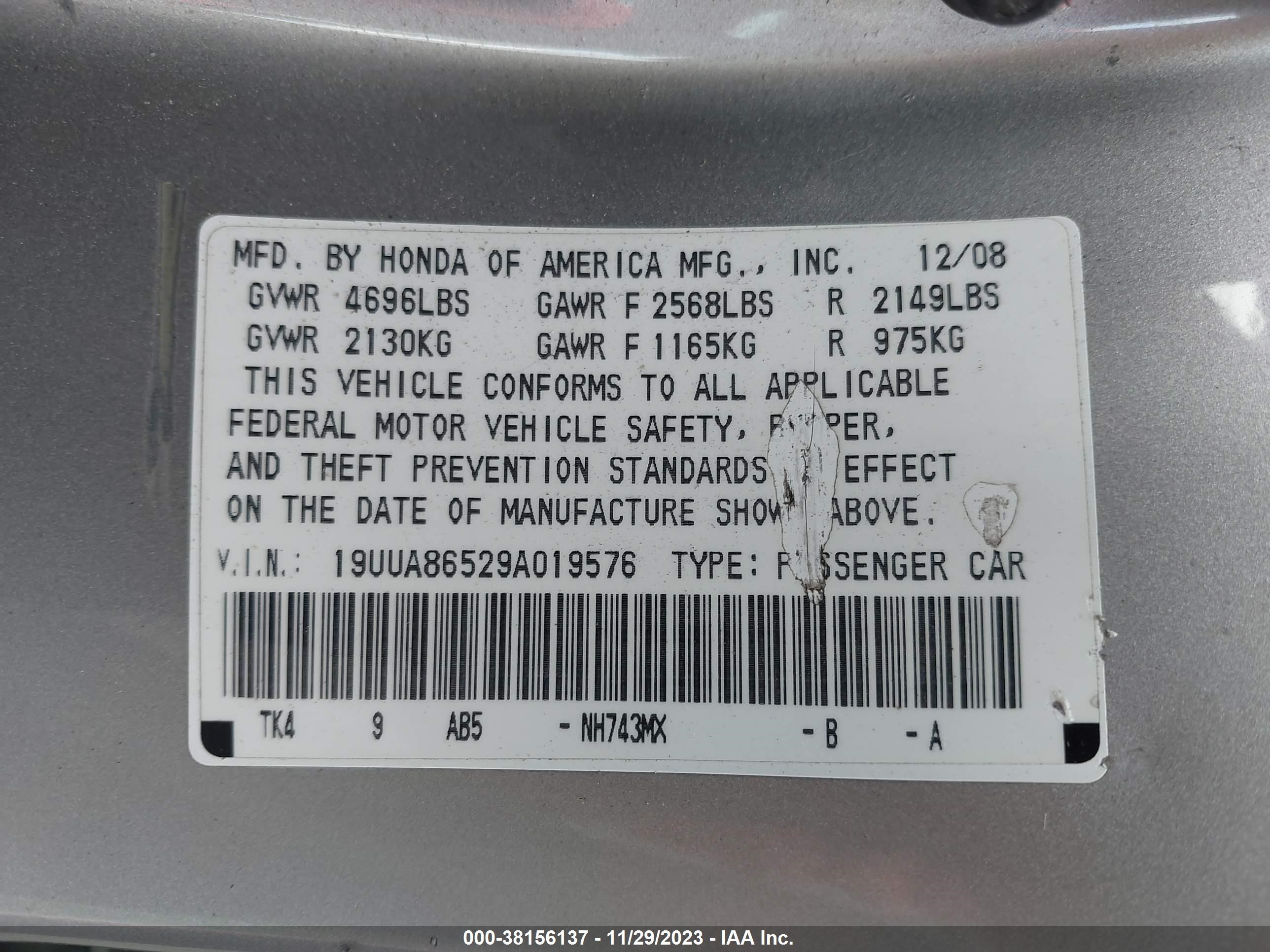 Photo 8 VIN: 19UUA86529A019576 - ACURA TL 