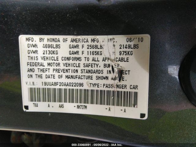 Photo 8 VIN: 19UUA8F20AA022096 - ACURA TL 