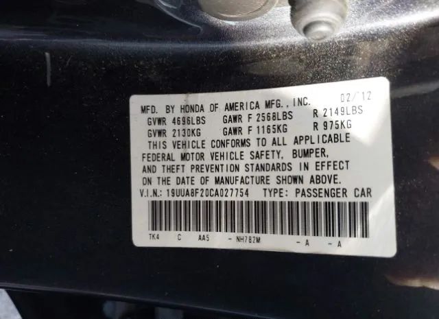 Photo 8 VIN: 19UUA8F20CA027754 - ACURA TL 