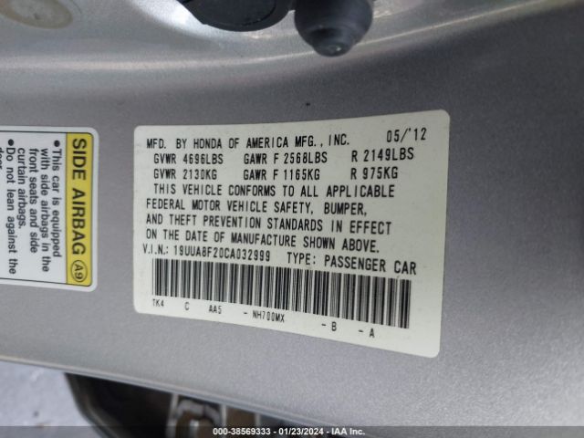 Photo 8 VIN: 19UUA8F20CA032999 - ACURA TL 