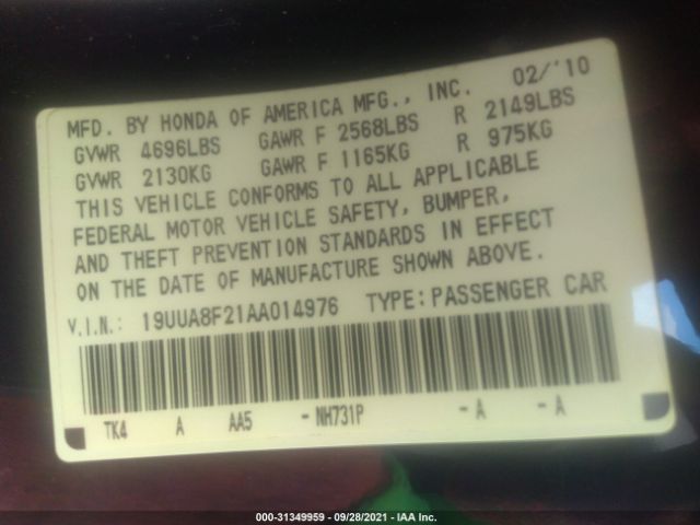 Photo 8 VIN: 19UUA8F21AA014976 - ACURA TL 