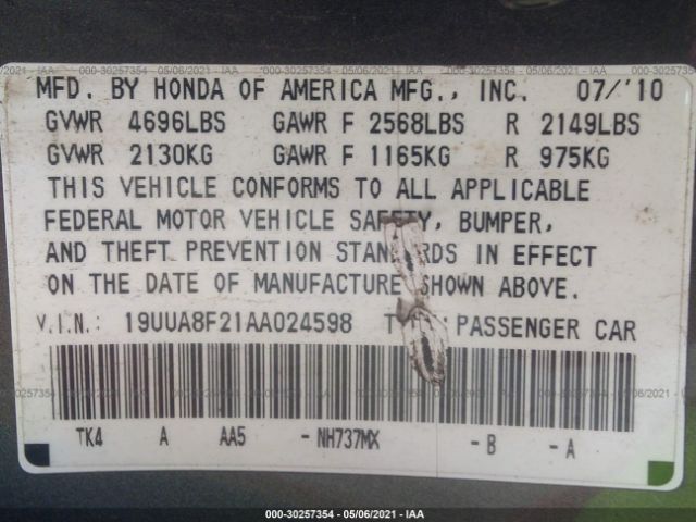 Photo 8 VIN: 19UUA8F21AA024598 - ACURA TL 