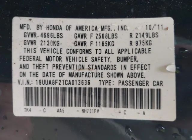 Photo 8 VIN: 19UUA8F21CA013636 - ACURA TL 