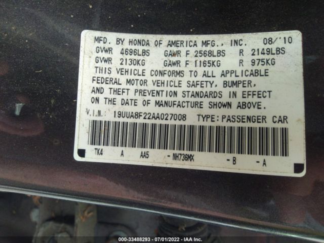 Photo 8 VIN: 19UUA8F22AA027008 - ACURA TL 