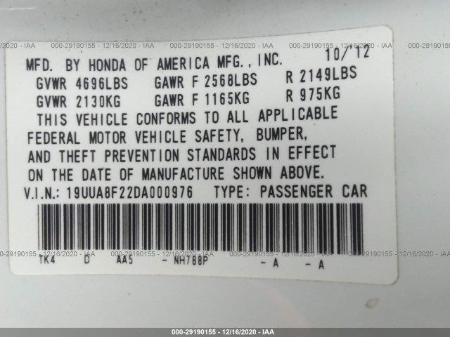 Photo 8 VIN: 19UUA8F22DA000976 - ACURA TL 