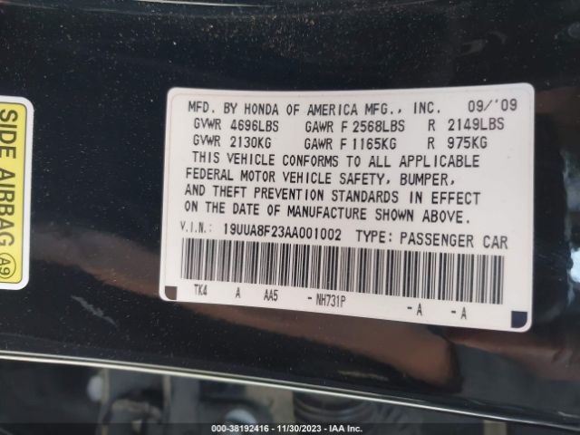 Photo 8 VIN: 19UUA8F23AA001002 - ACURA TL 