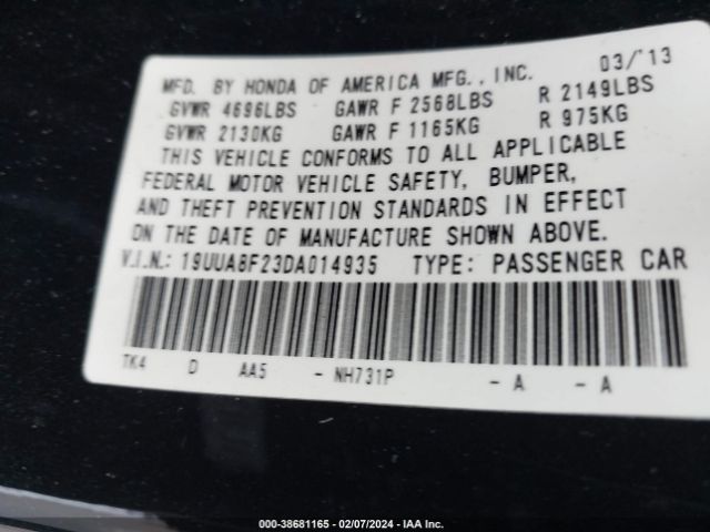 Photo 8 VIN: 19UUA8F23DA014935 - ACURA TL 