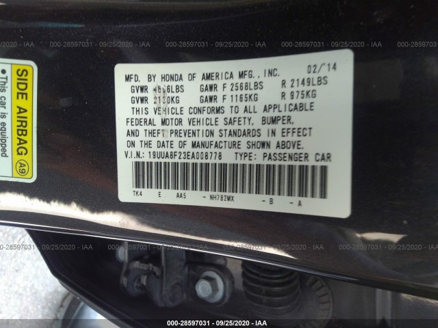 Photo 8 VIN: 19UUA8F23EA008778 - ACURA TL 